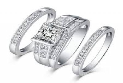 Diamond District Silver Wedding Rings Sets